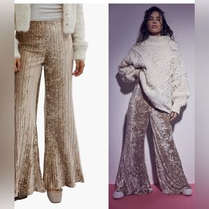 BLACK COLOR- See more photos. Free People Ribbed Wide Leg Velvet Pants in Black